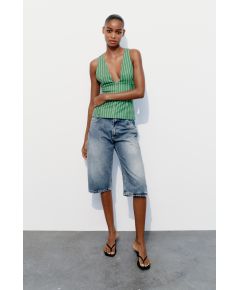 Zara Топ с полосками и принтом , Цвет: multicolor, Размер: XS