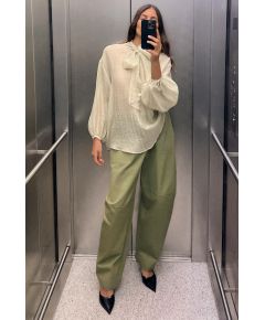 Zara Блузка из органзы с деталями бантом , Цвет: Бежевый, Размер: XS