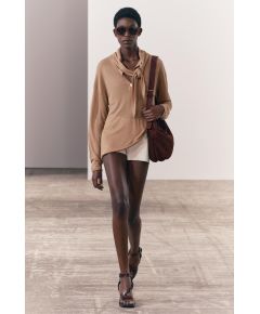 Zara Трикотажный свитер с шарфом , Цвет: Розовый, Размер: S