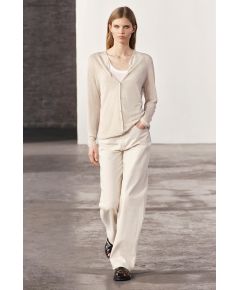 Zara Тонкий кардиган с прозрачным узором и круглым вырезом, Цвет: Бежевый, Размер: S