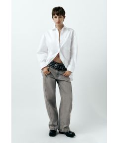 Zara Рубашка oversize из габардиновой ткани , Цвет: Белый, Размер: XS