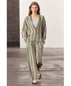 Zara Рубашка в полоску , Цвет: Зеленый, Размер: XS