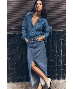 Zara Рубашка из денима z1975 , Цвет: Синий, Размер: XS