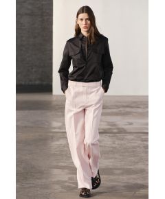 Zara Рубашка zw collection из поплина с карманами , Цвет: Черный, Размер: XS