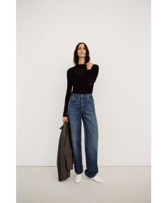 Zara Топ из полупрозрачного хлопкового креп-ткани, Цвет: Черный, Размер: S