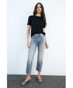 Zara Футболка из хлопкового трикотажа, Цвет: Черный, Размер: S