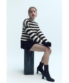 Zara Тканевые ботильоны на высоком каблуке , Цвет: Черный, Размер: 35