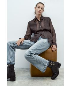 Zara Ботильоны на ремешках с пряжкой , Цвет: Черный, Размер: 35