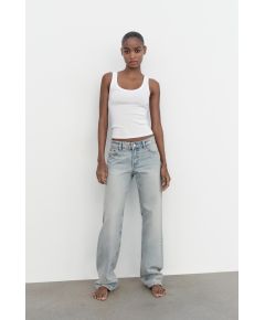 Zara   trf straight low-rise jeans , Цвет: Синий, Размер: 32