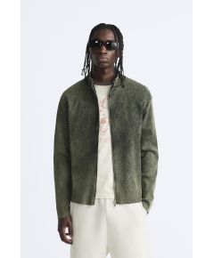 Zara Эффект старения куртки с ребристым узором , Цвет: Серый, Размер: L (US L)