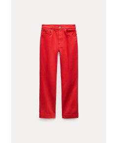 Zara Коллекция джинсов zw bootcut high-waist cropped , Цвет: Красный, Размер: 32