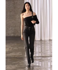 Zara Коллекция zw: джинсы с высокой талией в стиле bootcut , Цвет: Серый, Размер: 34