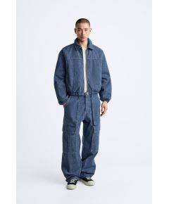 Zara Джинсы relaxed cargo с карманами , Цвет: Синий, Размер: EU 36 (US 29)