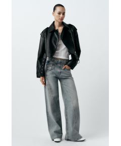 Zara Куртка-косуха в стиле кожи , Цвет: Черный, Размер: XS