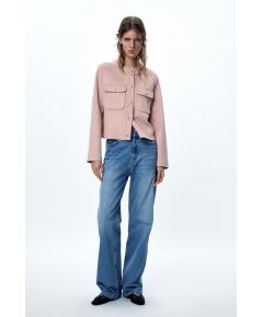 Zara Куртка из искусственной замши , Цвет: Розовый, Размер: XL