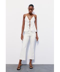 Zara   мини-расширенные брюки , Цвет: Бежевый, Размер: XS