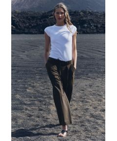 Zara Широкие брюки zw collection с завязкой , Цвет: Зеленый, Размер: XS