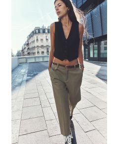 Zara Прямые брюки со специальным поясом , Цвет: Серый, Размер: XS