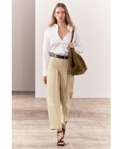 Zara Брюки средней посадки из 100% хлопка, Цвет: Коричневый, Размер: XS