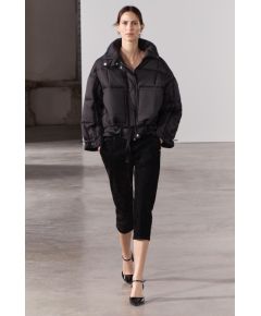 Zara Коллекция zw collection water-repellent quilted nylon anorak , Цвет: Черный, Размер: XS