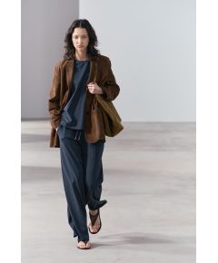 Zara Тяжелые хлопковые брюки , Цвет: Синий, Размер: XS