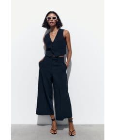 Zara Короткий жилет с линией талии , Цвет: Синий, Размер: XL