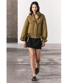 Zara пуховик zw collection с карманами , Цвет: Зеленый, Размер: XS