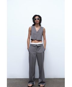 Zara Жилет с полосатым узором , Цвет: Серый, Размер: XS