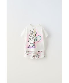 Zara Футболка и бермуды с принтом minnie mouse and friends © disney , Цвет: Белый, Размер: 1½ лет (86 см)