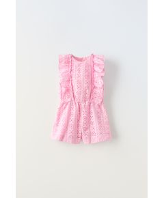 Zara Комбинезон с вышивкой шифли , Цвет: Розовый, Размер: 1½ лет (86 см)