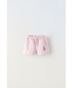 Zara Плюшевые бермуды с вышивкой , Цвет: Розовый, Размер: 1½ лет (86 см)