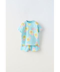 Zara Распечатайте футболку и шорты-бермуды , Цвет: Синий, Размер: 1½ лет (86 см)