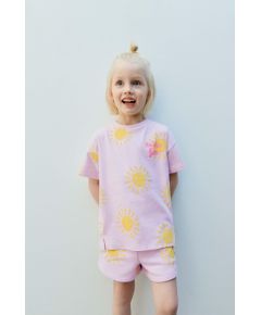 Zara Печатная футболка и шорты бермуда , Цвет: Розовый, Размер: 1½ лет (86 см)