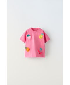 Zara Футболка с кружевным аппликацией , Цвет: Розовый, Размер: 1½ лет (86 см)