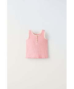 Zara Футболка с пуговицами и кружевным краем , Цвет: Розовый, Размер: 1½ лет (86 см)