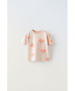 Zara Футболка с цветочным принтом , Цвет: Розовый, Размер: 1½ лет (86 см)