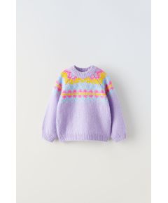 Zara Джаккардовый свитер с круглым вырезом и длинными рукавами, Цвет: multicolor, Размер: 12-18 месяцев (86 см)