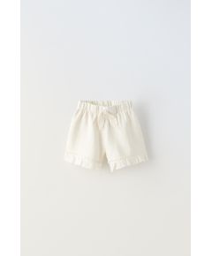 Zara Мягкие бермуды с ленточками и оборками , Цвет: Белый, Размер: 1½ лет (86 см)