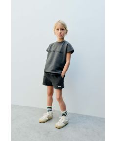 Zara Набор plush washed-effect t-shirt and bermuda shorts co-ord , Цвет: Серый, Размер: 5 лет (110 см)