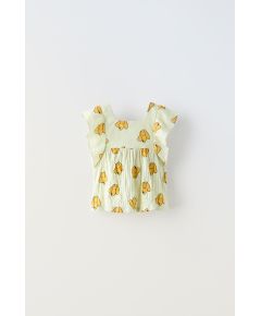 Zara Блузка с текстурным принтом собаки , Цвет: Зеленый, Размер: 1½ лет (86 см)