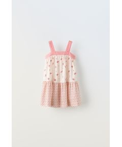 Zara Платье с контрастным принтом , Цвет: Красный, Размер: 1½ лет (86 см)