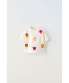 Zara Футболка с яркими цветами neon floral , Цвет: Бежевый, Размер: 1½ лет (86 см)