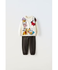 Zara   © комплект свитшота и джоггеров disney , Цвет: Бежевый, Размер: 9-12 месяцев (80 см)