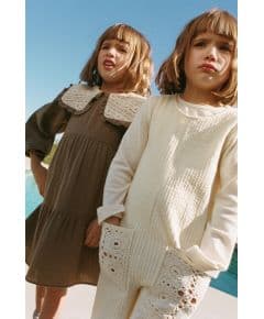 Zara Платье с текстурным крючком , Цвет: Коричневый, Размер: 1½ лет (86 см)