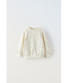 Zara Толстовка с капюшоном с цветочным принтом , Цвет: Бежевый, Размер: 1½ лет (86 см)