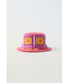 Zara  reversible crochet bucket hat , Цвет: Розовый, Размер: 1-3 лет (50 см)