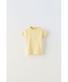 Zara Футболка с рубчиком и вышивкой , Цвет: Бежевый, Размер: 1½ лет (86 см)