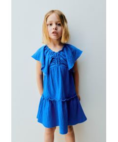 Zara Текстурное платье с оборкой , Цвет: Синий, Размер: 1½ лет (86 см)