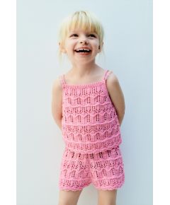 Zara Верх из трикотажа с цветочными бусинами , Цвет: Розовый, Размер: 1½ лет (86 см)