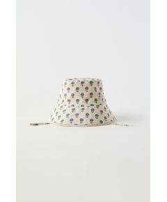 Zara   reversible floral check bucket hat , Цвет: Бежевый, Размер: 1-3 лет (50 см)